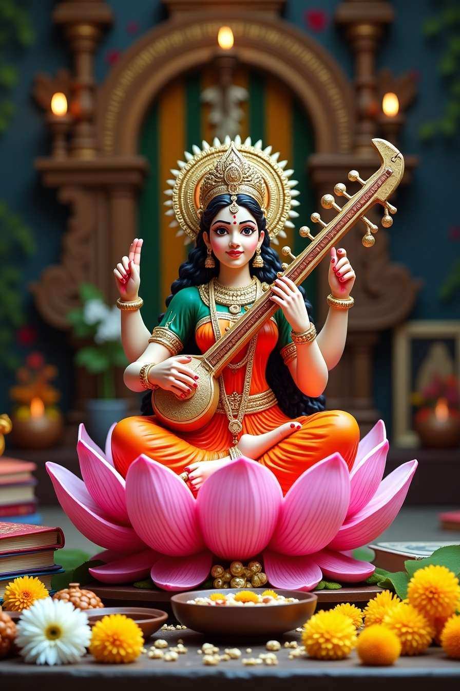 peaceful saraswati puja wallpapers with nature