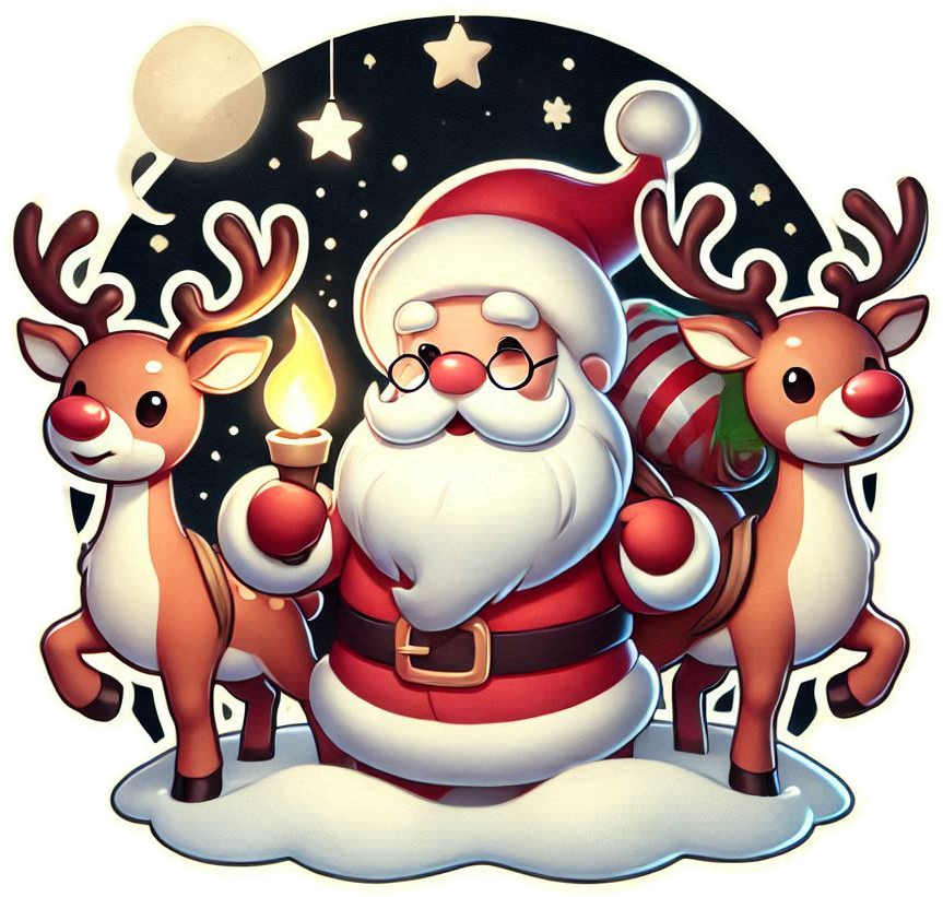 png transparent merry christmas santa claus and reindeer