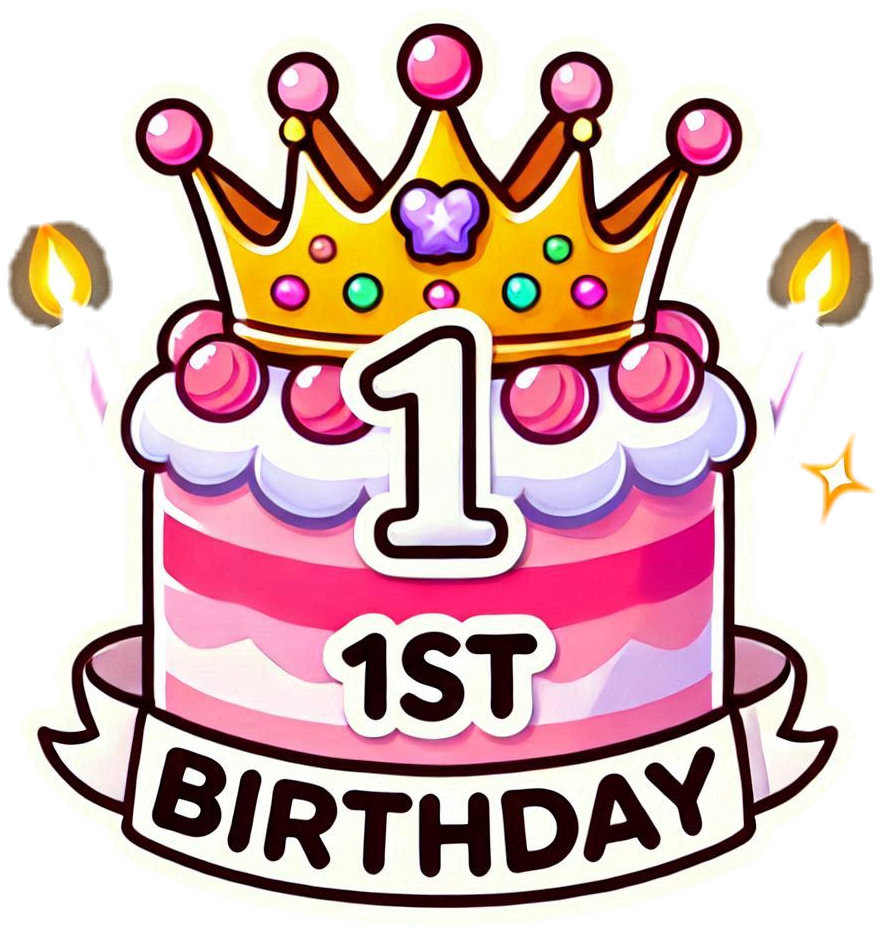 princess crown 1st birthday cake png for girls