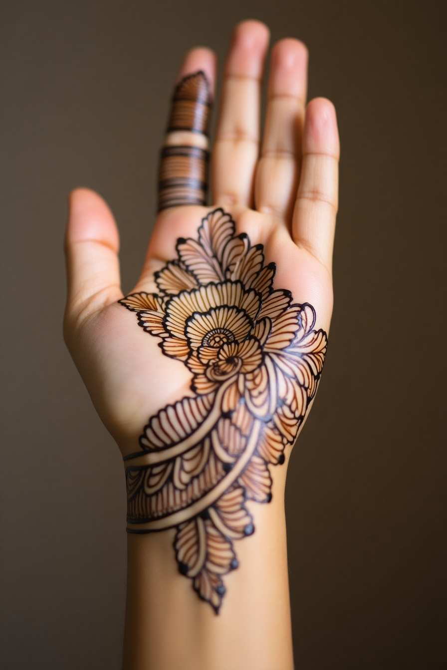 Real mehndi design photo for reference
