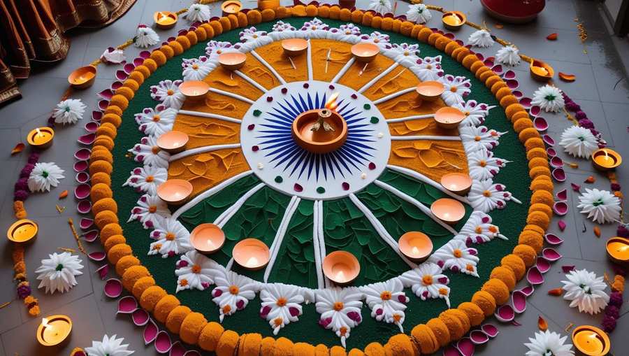 republic day rangoli designs with ashoka chakra