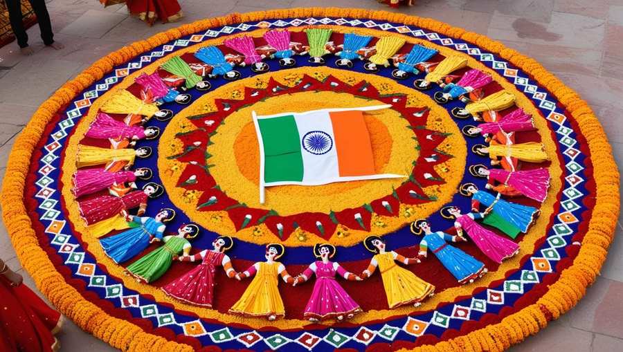 republic day rangoli designs with indian flag