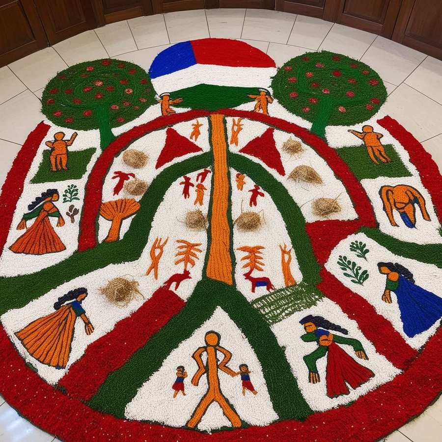 republic day rangoli with festive motifs