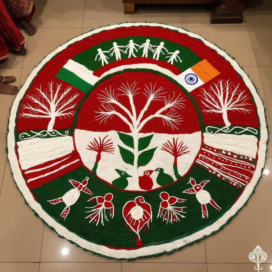 republic day rangoli with peacock design