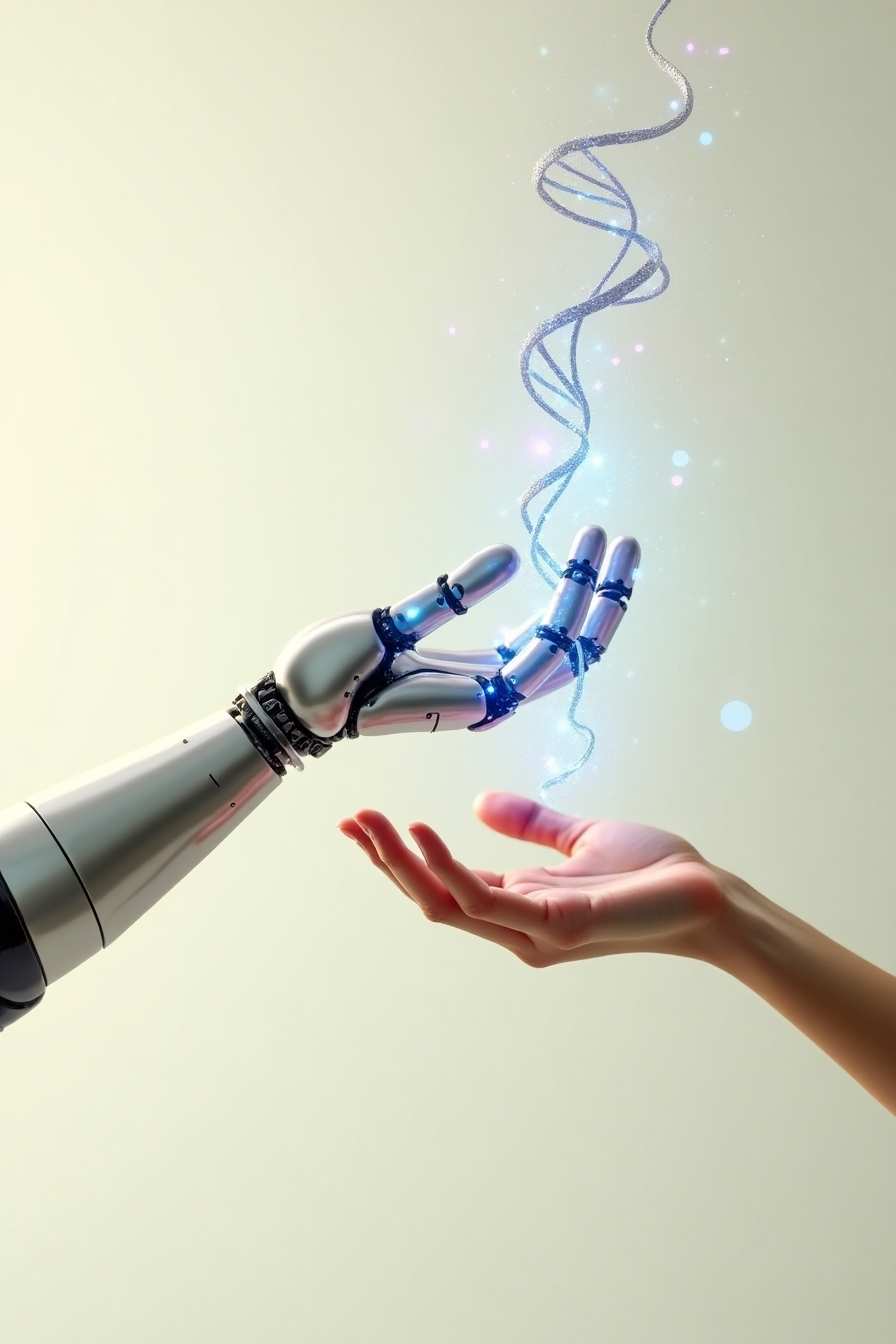 robot background with neon glow effect