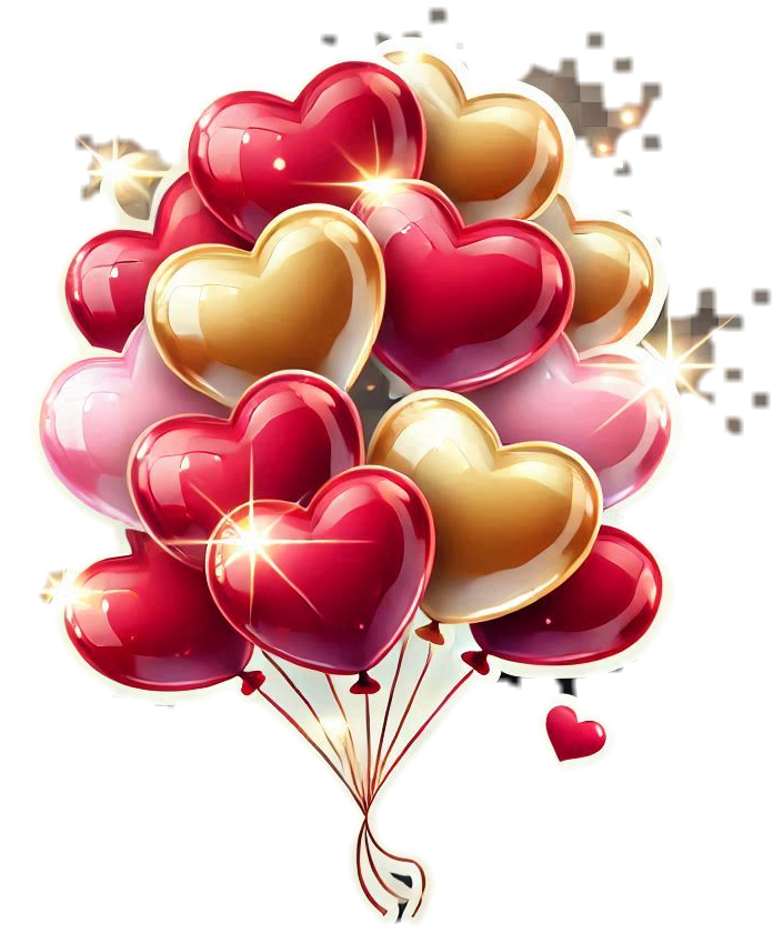 romantic valentines day png with hearts