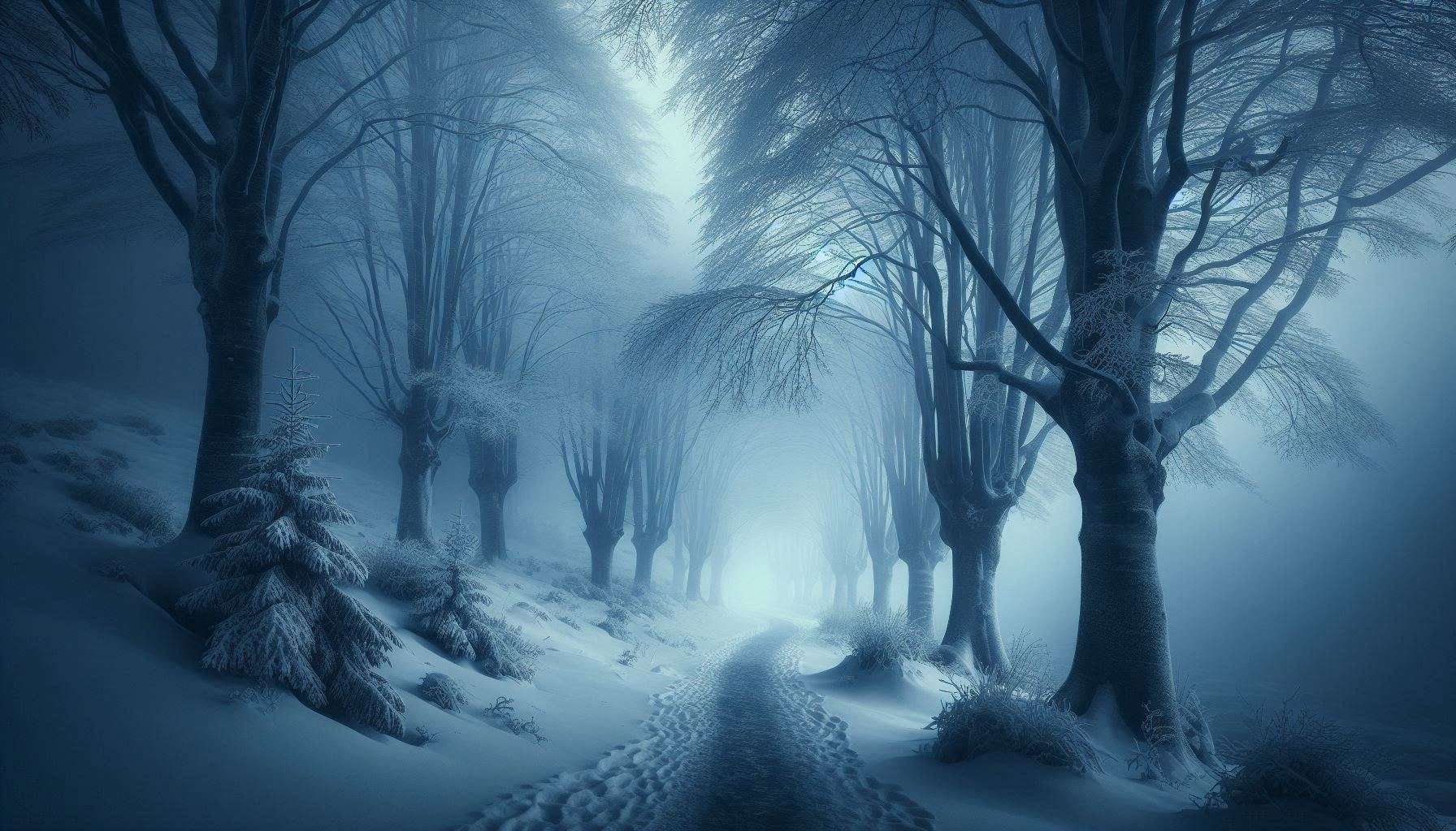 romantic winter wallpapers with foggy paths