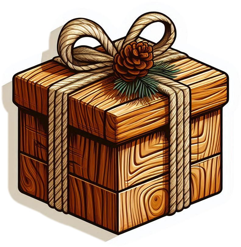 rustic christmas gift box with natural wood finish