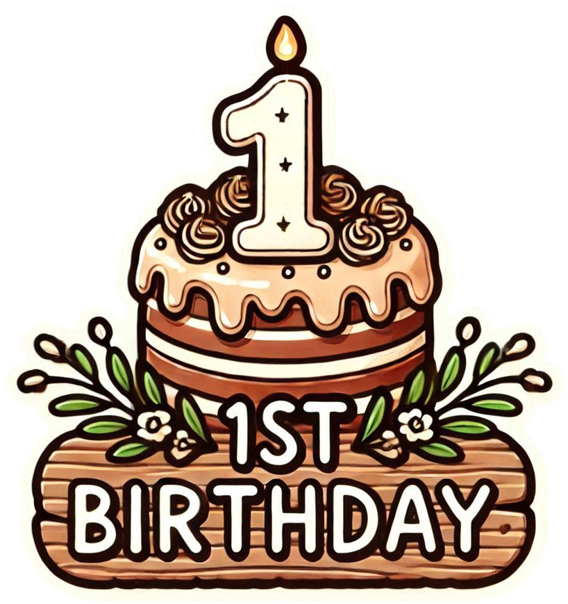 rustic-style 1st birthday cake png transparent