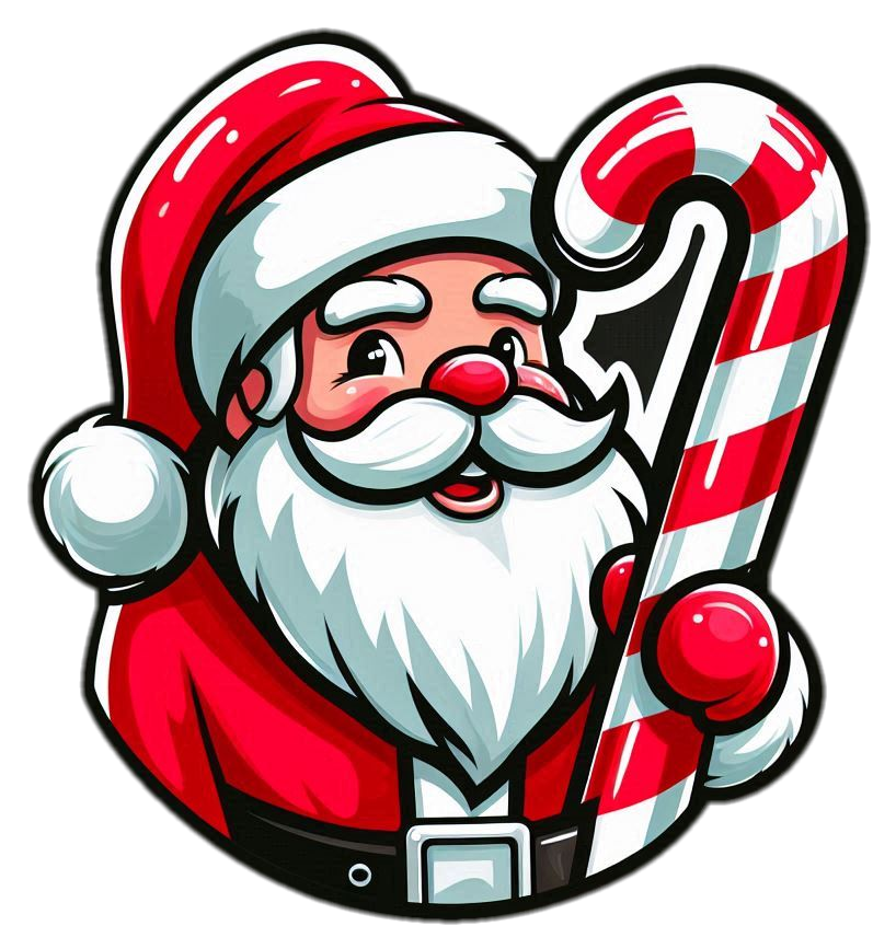 santa claus png with candy cane