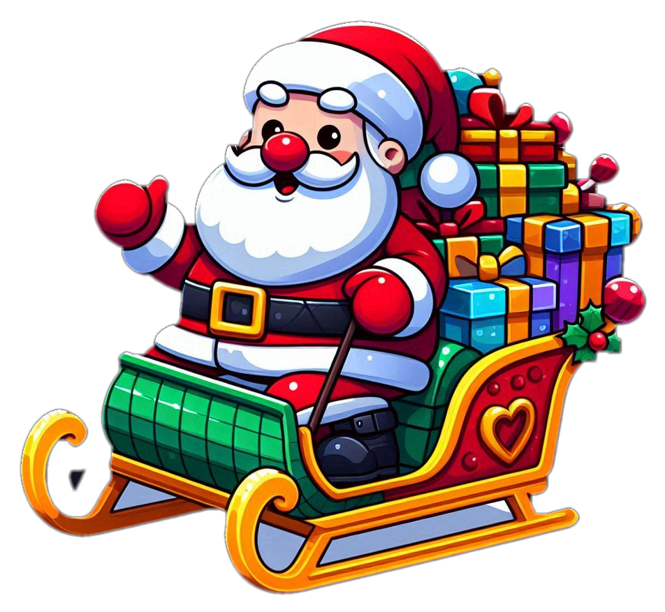 santa claus png with sleigh and reindeer