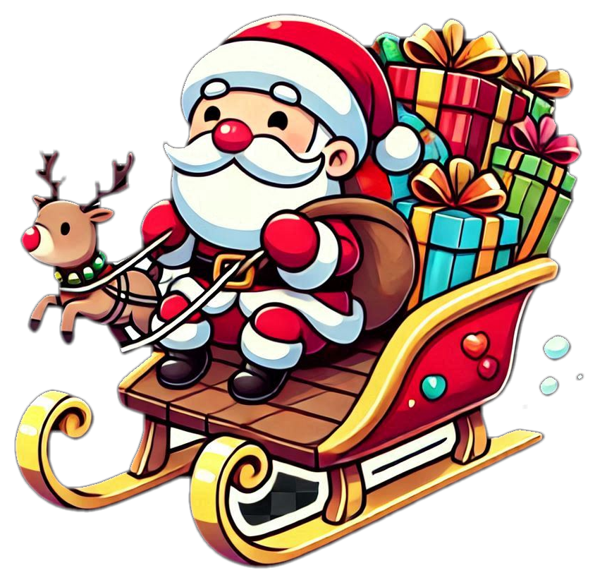 santa claus png with sleigh flying