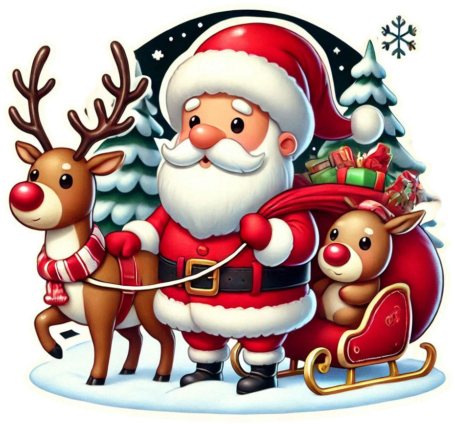 santa claus with reindeer png transparent clipart