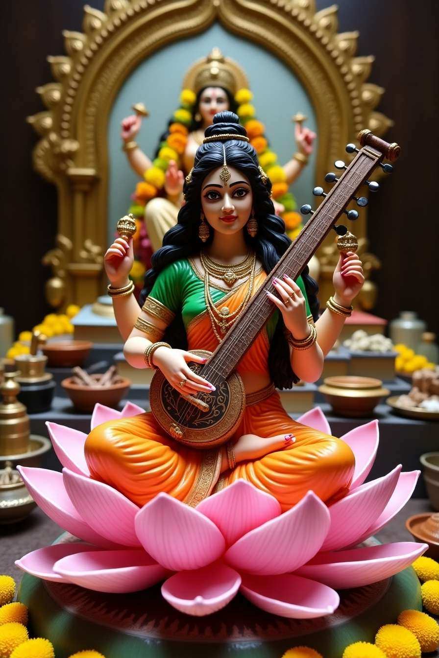 saraswati puja wallpapers for meditation and focus