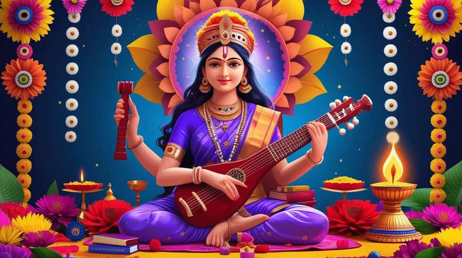 saraswati puja wallpapers for puja room decor