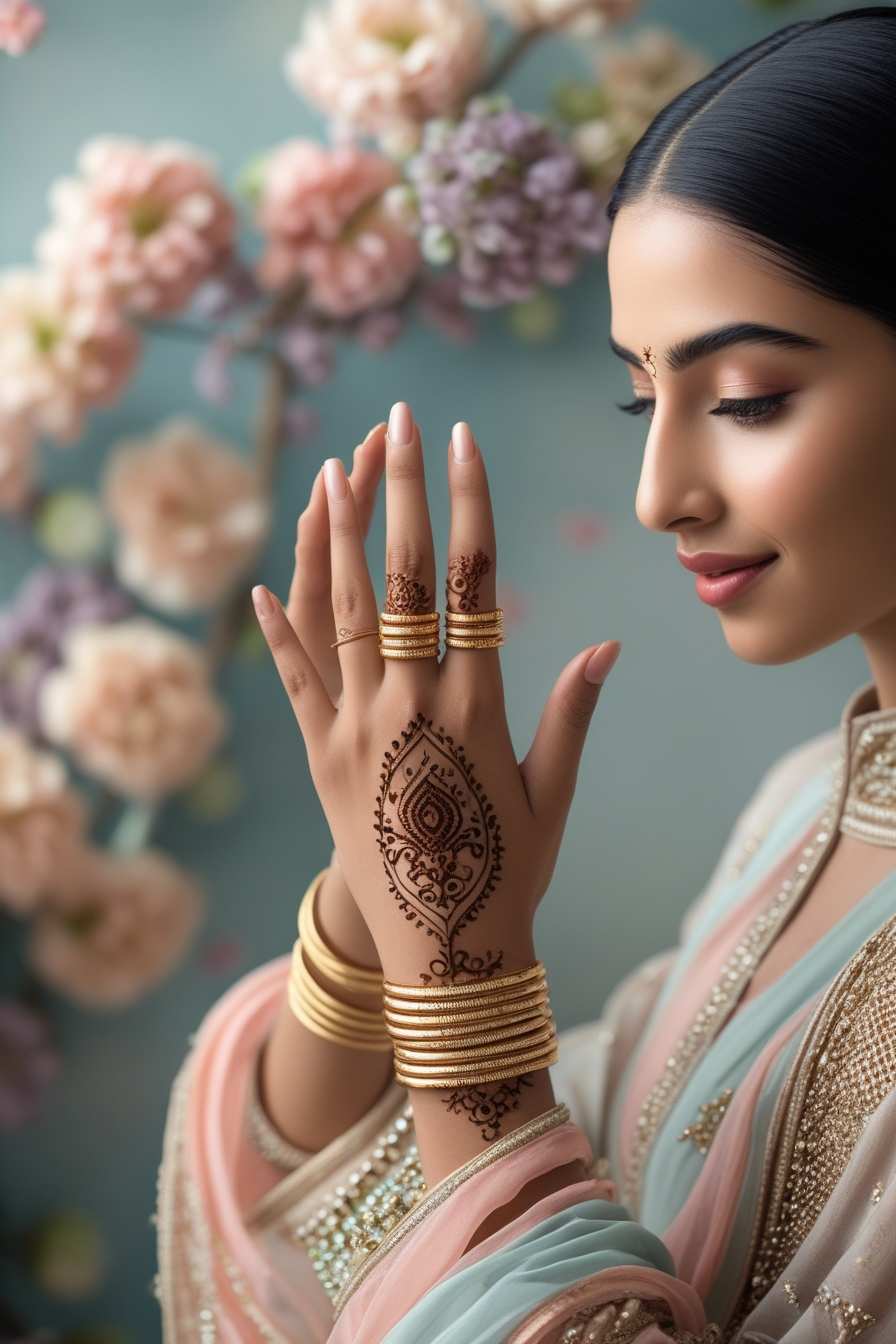Side palm mehndi design image