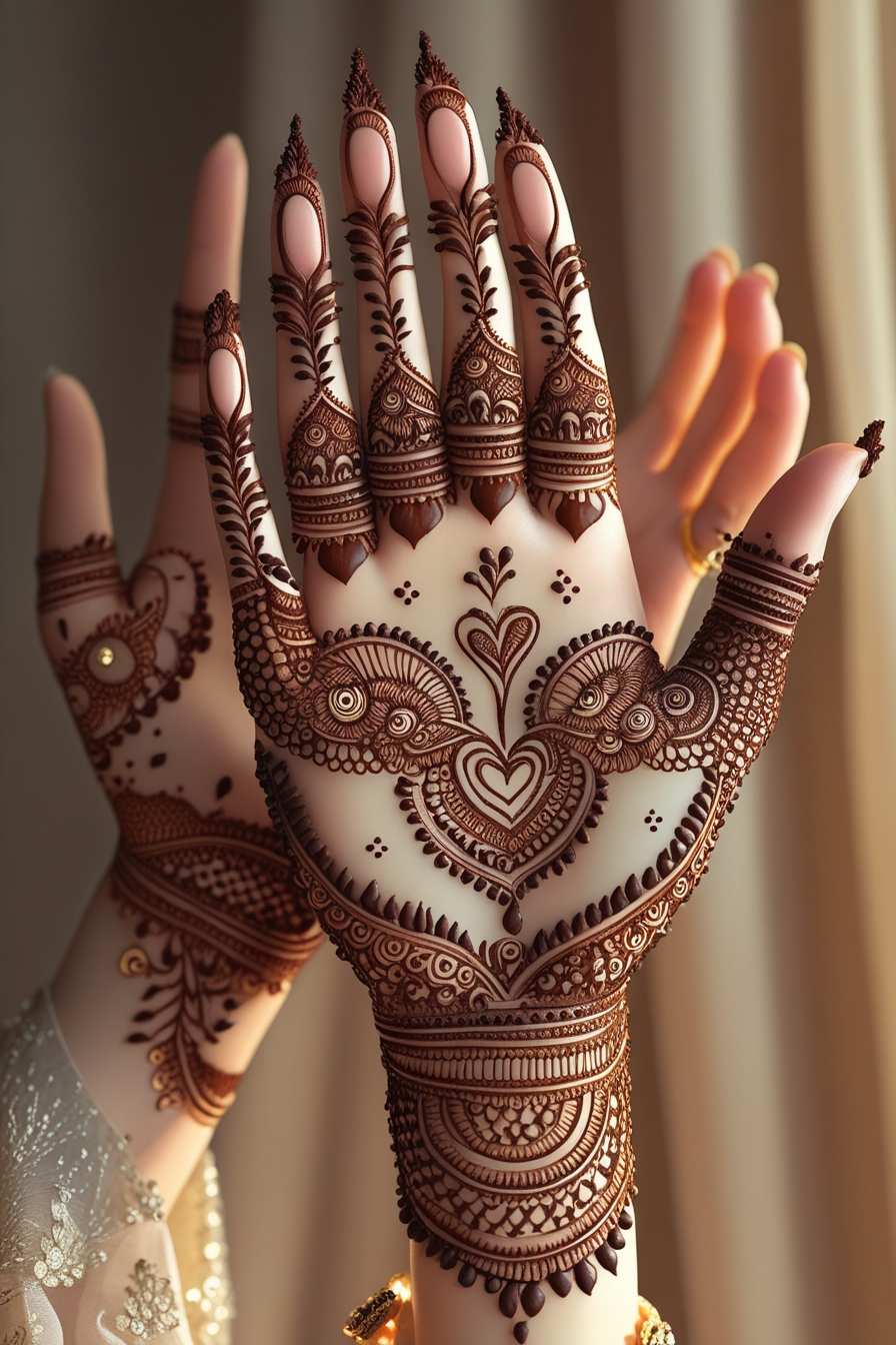 Simple mehndi design for hands front side