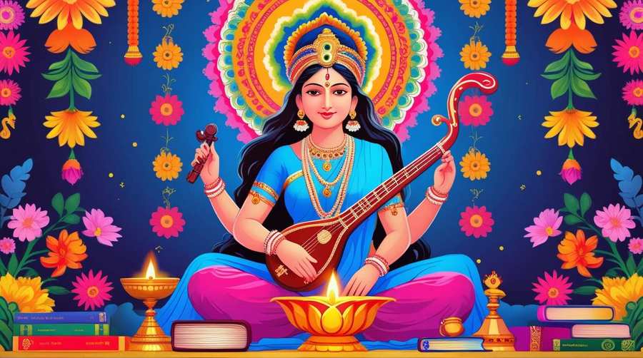 simple saraswati puja wallpaper for minimalist style