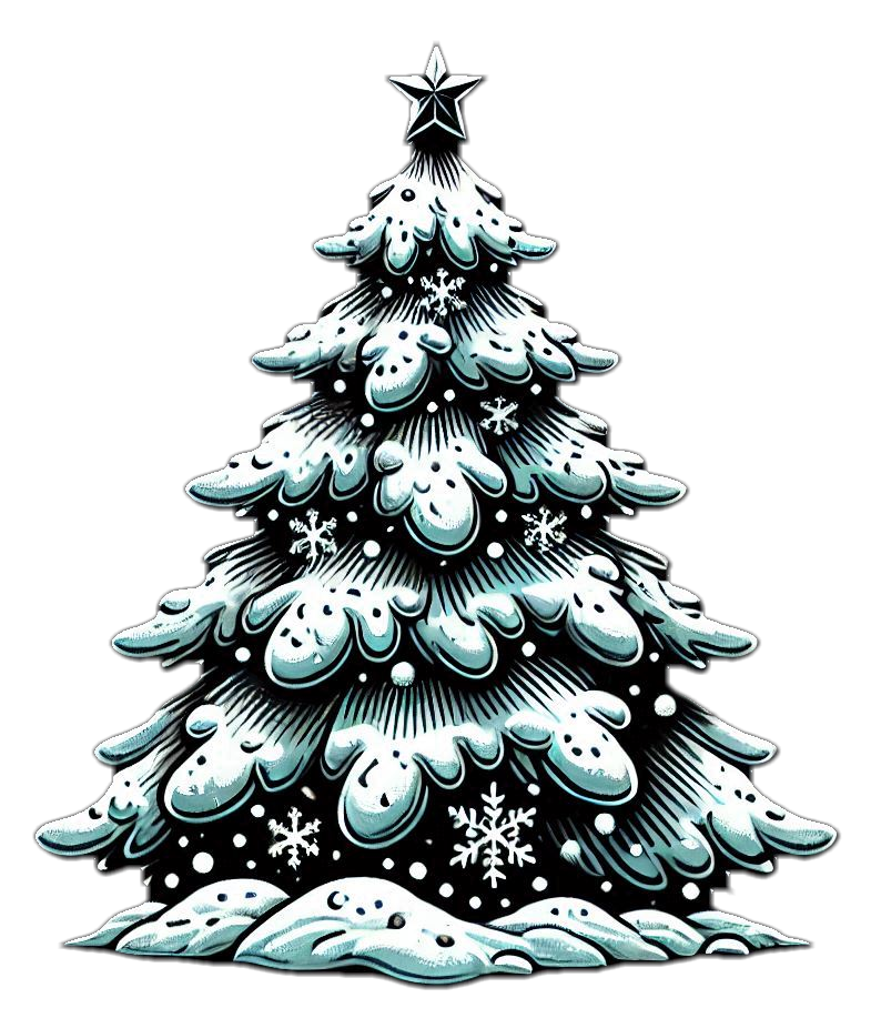 snowy christmas tree png clipart