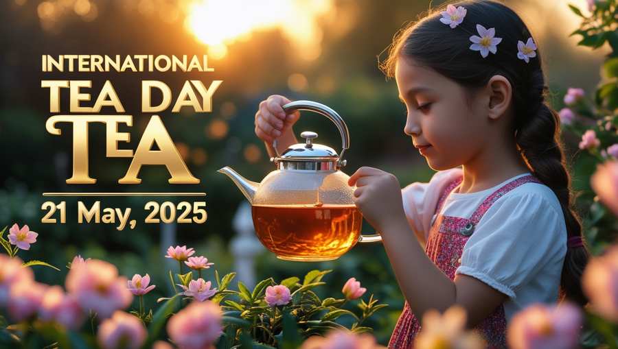 steaming hot tea cup for international tea day