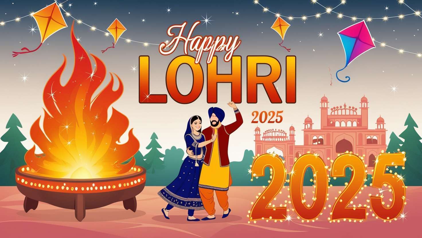 stylish happy lohri greetings 2025 in hd