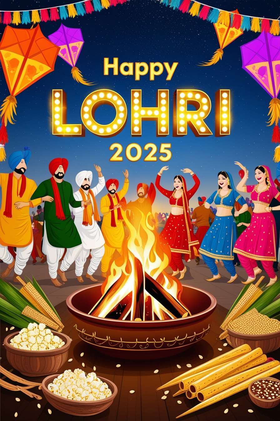 traditional happy lohri greetings 2025 in punjabi