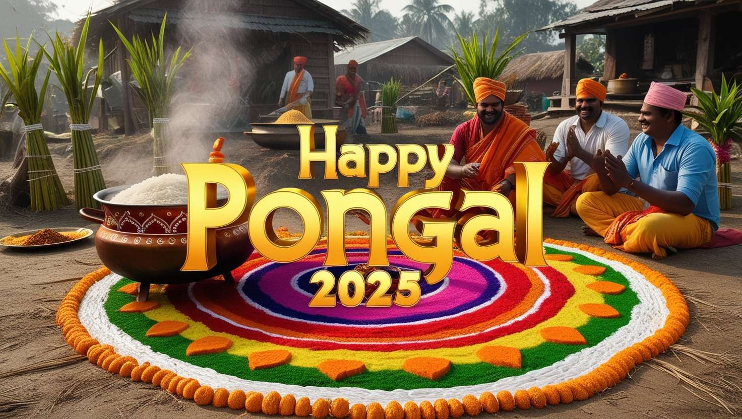 traditional tamil style happy pongal greetings 2025