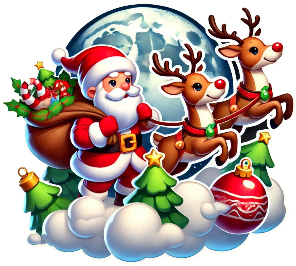 transparent background santa claus with reindeer png file