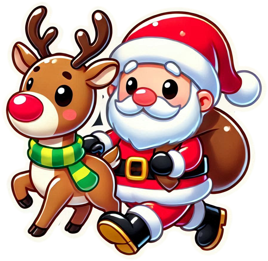 transparent christmas cartoon santa with reindeer png