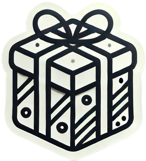 transparent gift box png image with festive ornaments