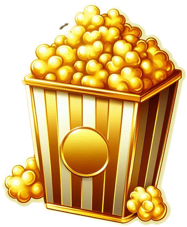 transparent popcorn bucket png with golden theme