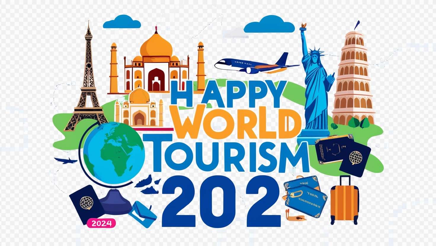 Download Free transparent world tourism day 2024 travel sticker png for websites, slideshows, and designs | royalty-free and unlimited use.