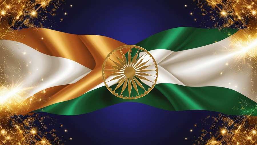 tri-color republic day flag background with lights