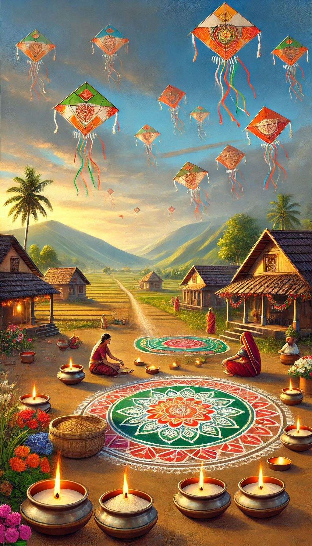 unique makar sankranti wallpapers with rangoli designs