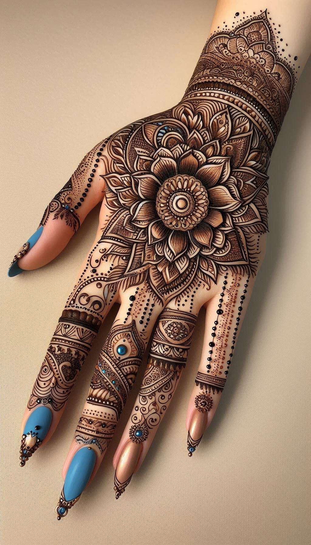 unique mehndi design with mandala art