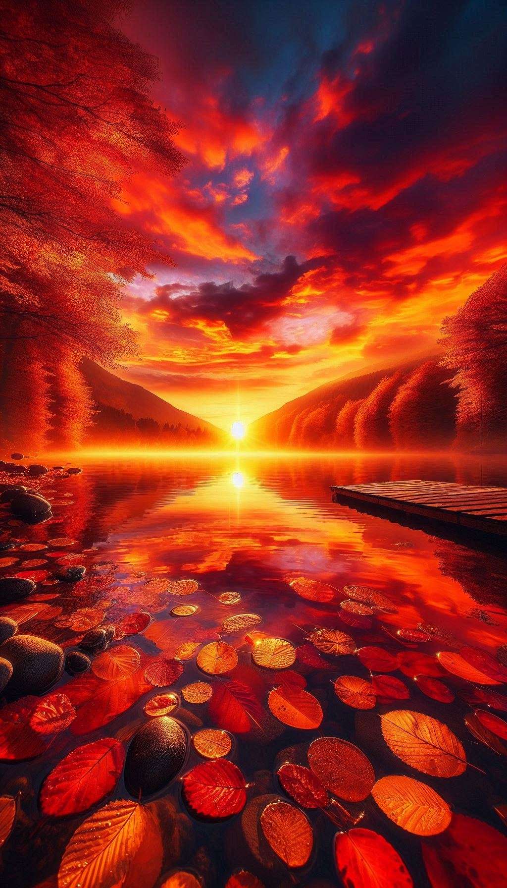 vibrant autumn sunset wallpaper background for mobile devices