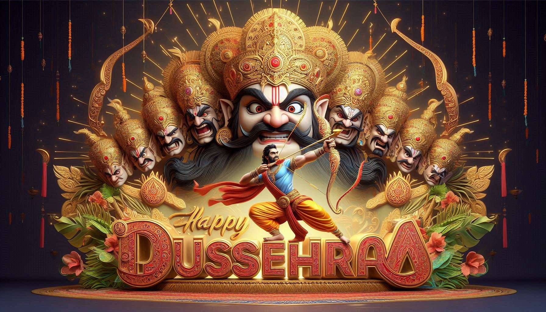 vibrant happy dussehra visuals for tiktok videos