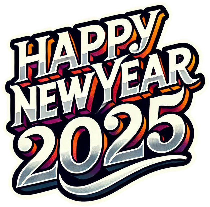 vibrant happy new year 2025 text png for graphic projects