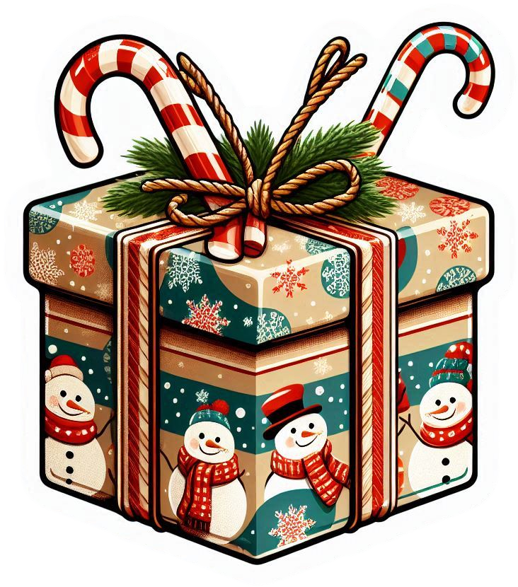 vintage christmas gift box png for designs