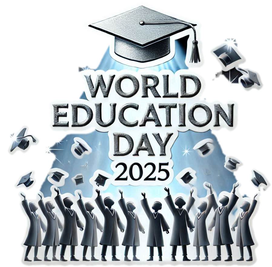 world education day 2025 png with graduation cap design