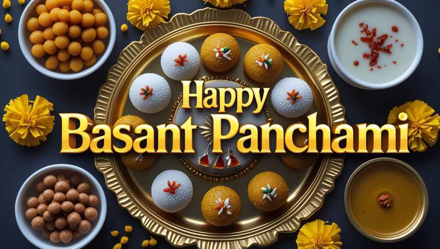 yellow sweets and prasad basant panchami background