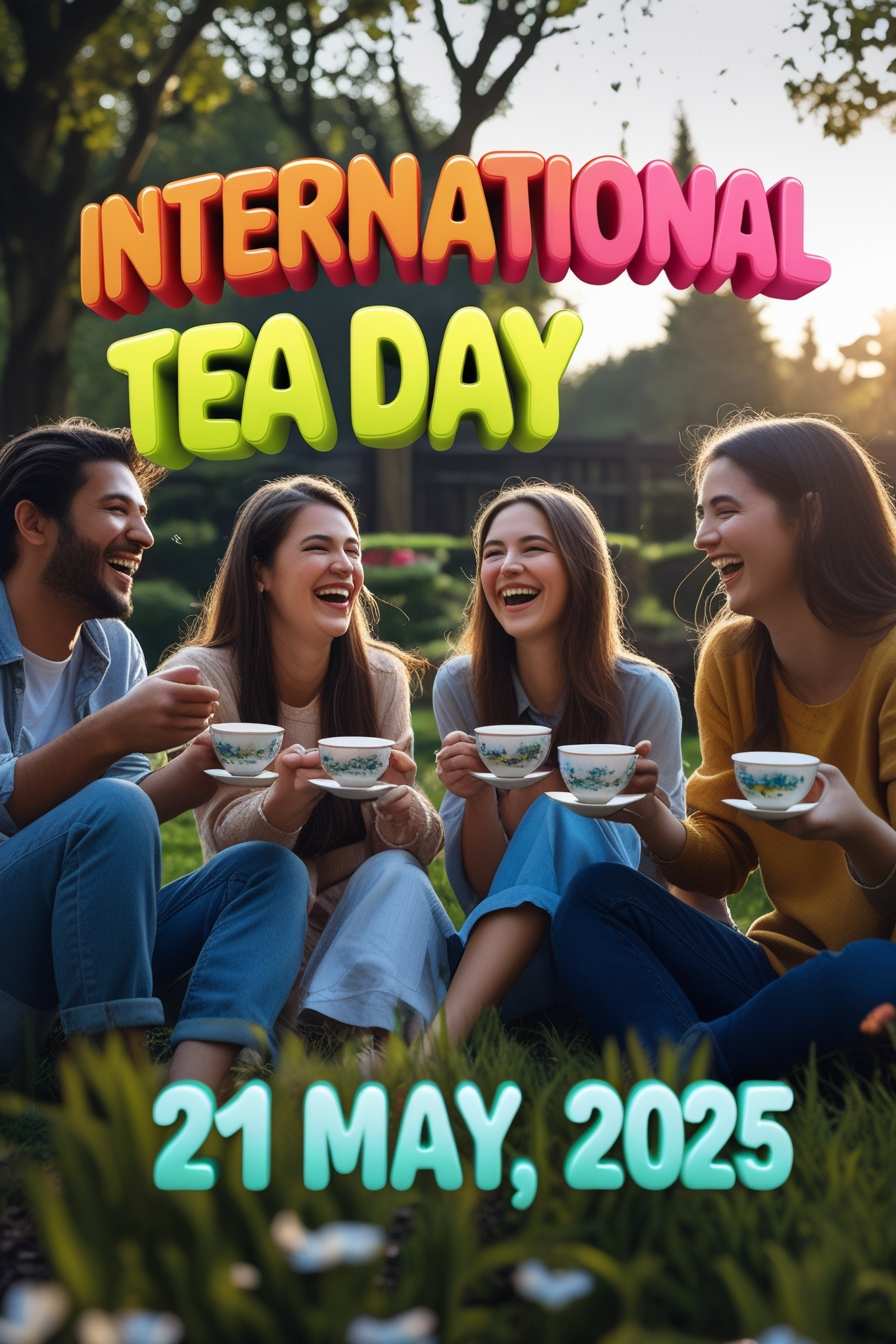 young couple drinking tea – tea day celebration