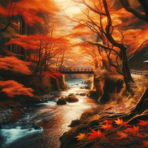 autumn leaves and stream background wallpaper for travel blogs