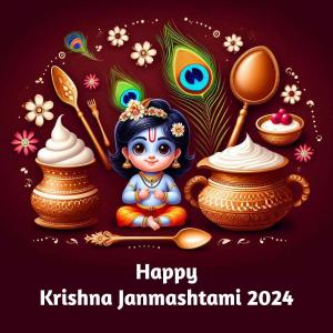 child lord krishna eating makhan in happy krishna janmashtami pictures download