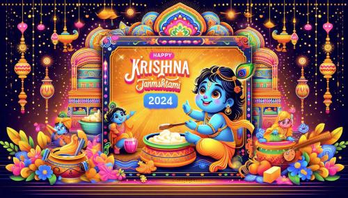 happy krishna janmashtami 2024 celebration poster download