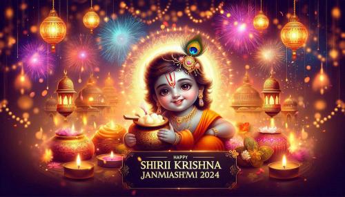 happy krishna janmashtami wishes with colorful floral backgrounds