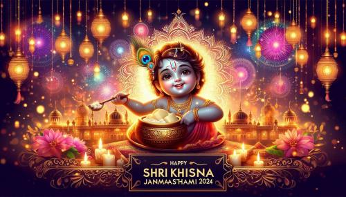 high-quality krishna janmashtami 2024 wishes pictures for desktop wallpaper