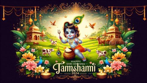 krishna janmashtami 2024 wishes with krishna lifting govardhan images