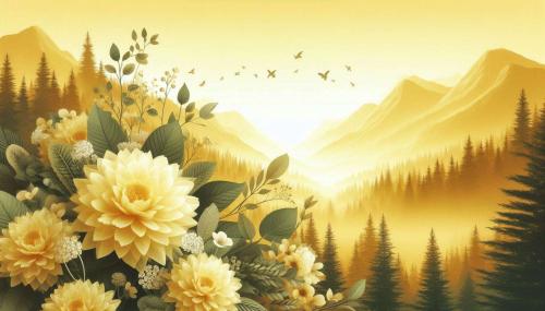 minimalist light yellow background with flower and mounten