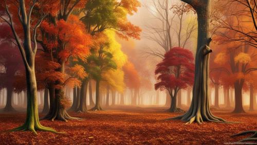 scenic autumn forest background wallpaper